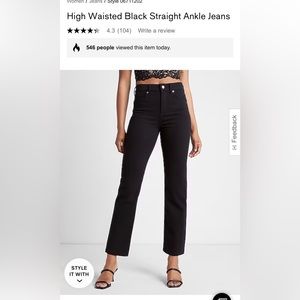 Express High Waisted Black Straight Ankle Jeans